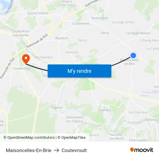 Maisoncelles-En-Brie to Coutevroult map
