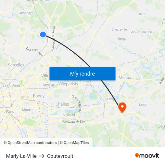 Marly-La-Ville to Coutevroult map