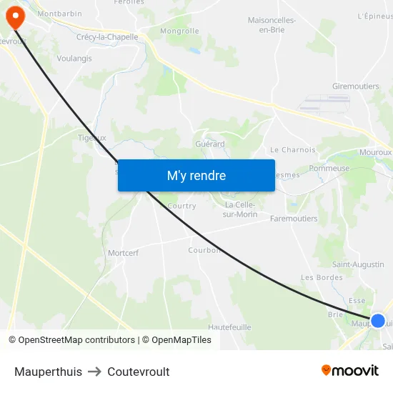 Mauperthuis to Coutevroult map