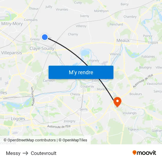 Messy to Coutevroult map