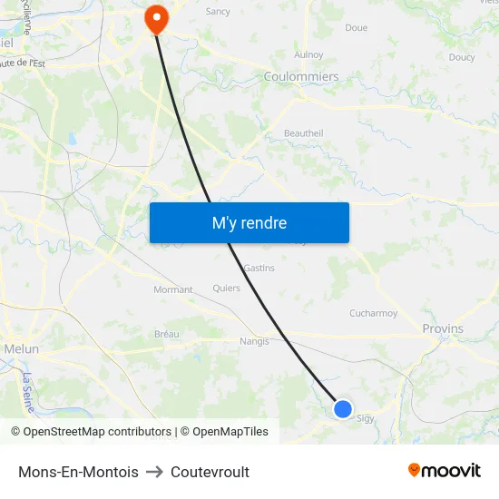 Mons-En-Montois to Coutevroult map