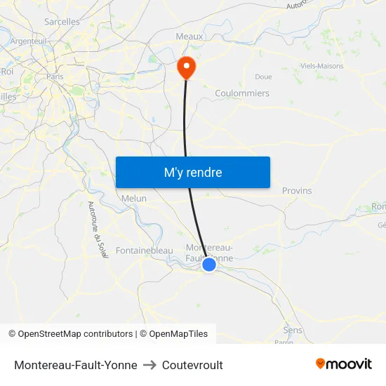 Montereau-Fault-Yonne to Coutevroult map