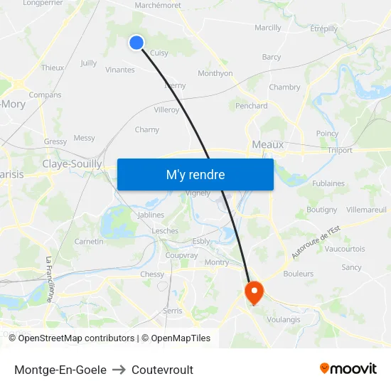 Montge-En-Goele to Coutevroult map