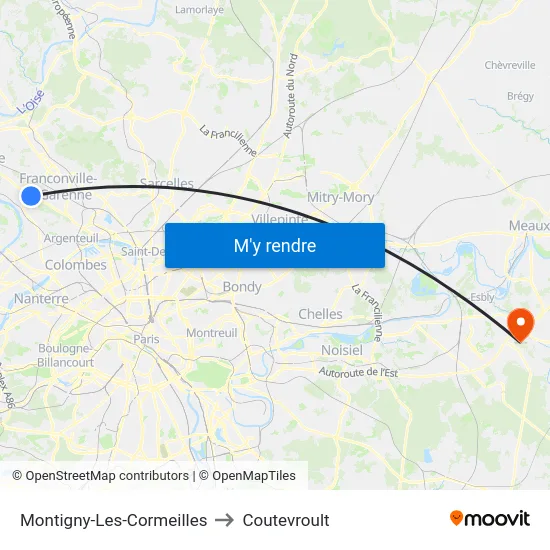Montigny-Les-Cormeilles to Coutevroult map