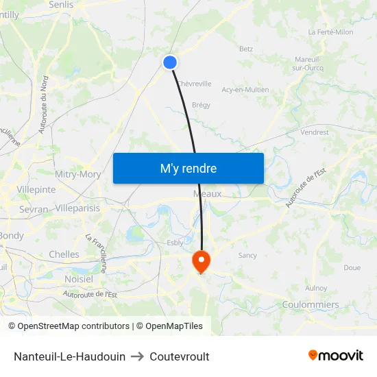 Nanteuil-Le-Haudouin to Coutevroult map