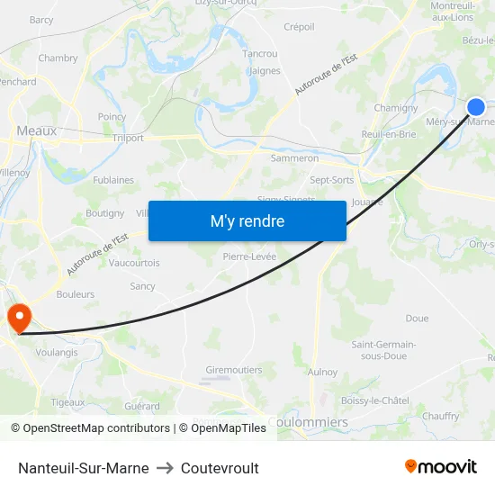 Nanteuil-Sur-Marne to Coutevroult map