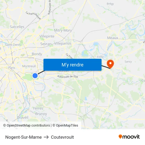 Nogent-Sur-Marne to Coutevroult map