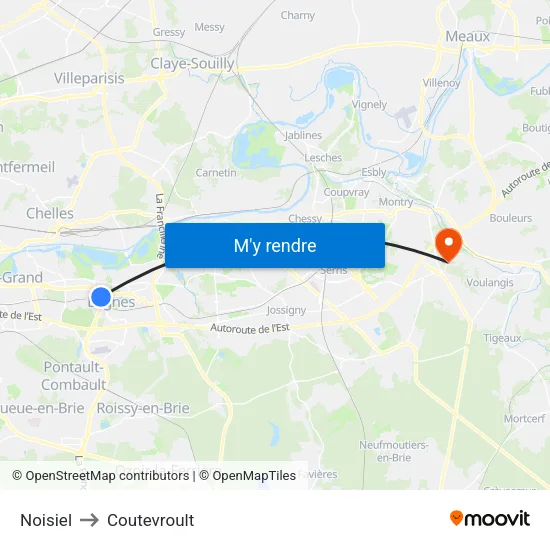Noisiel to Coutevroult map
