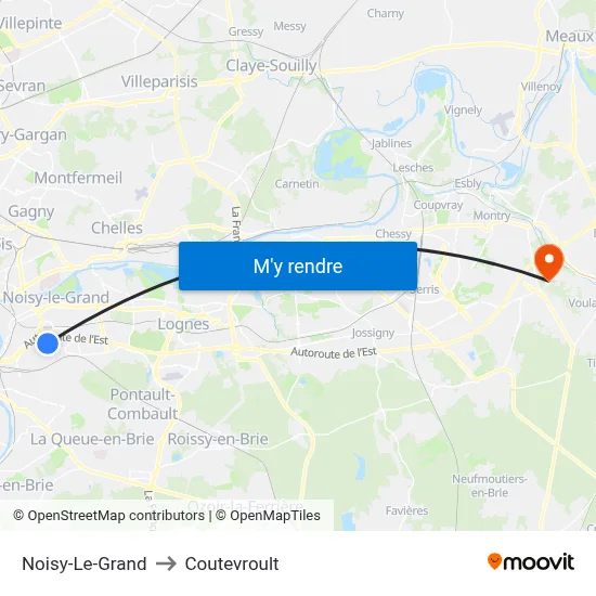 Noisy-Le-Grand to Coutevroult map