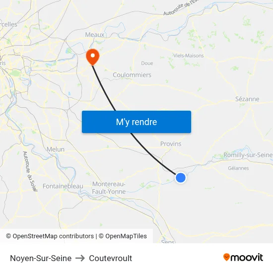 Noyen-Sur-Seine to Coutevroult map