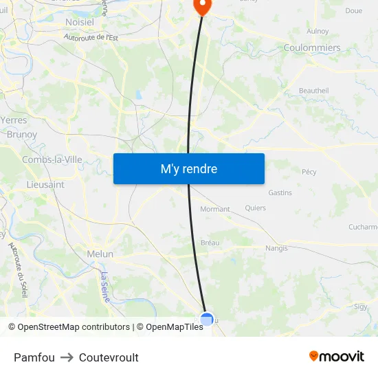 Pamfou to Coutevroult map