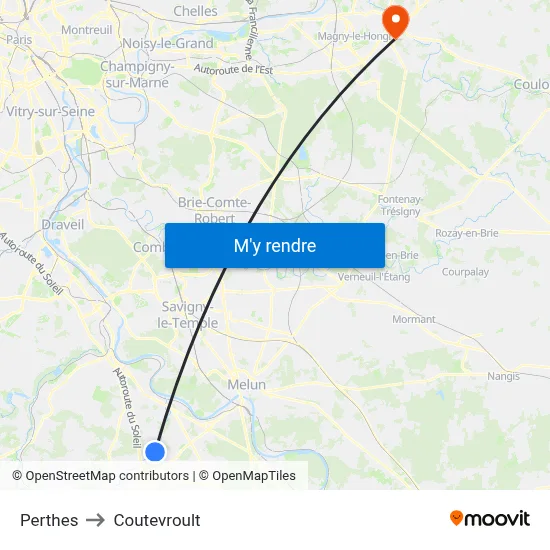 Perthes to Coutevroult map