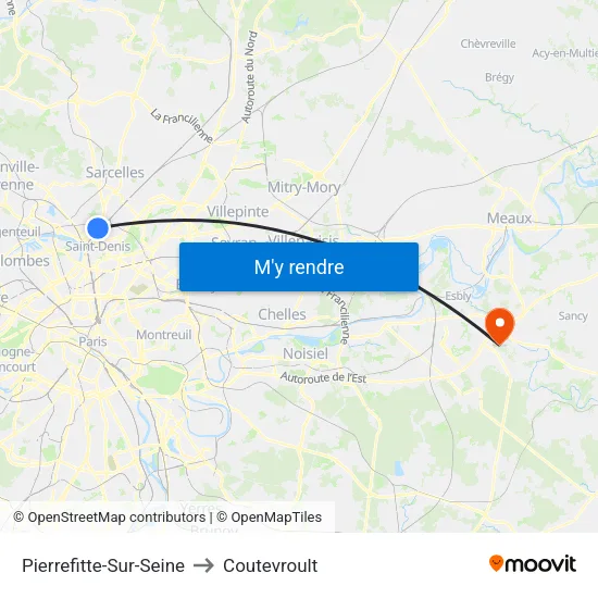 Pierrefitte-Sur-Seine to Coutevroult map