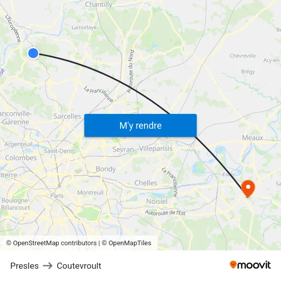 Presles to Coutevroult map