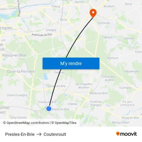Presles-En-Brie to Coutevroult map