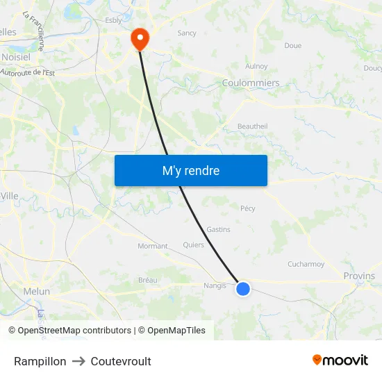 Rampillon to Coutevroult map