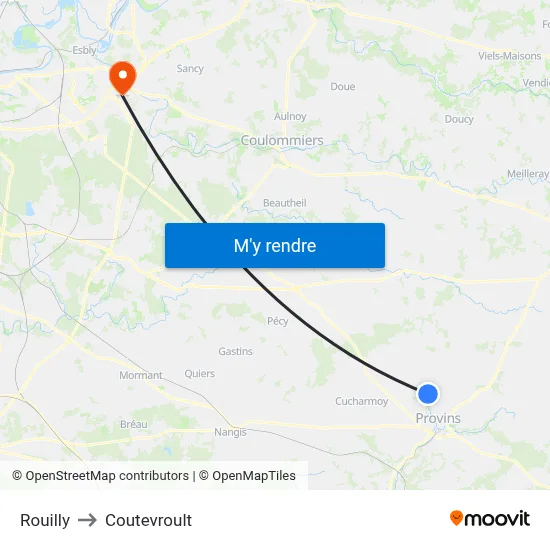 Rouilly to Coutevroult map