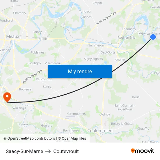 Saacy-Sur-Marne to Coutevroult map