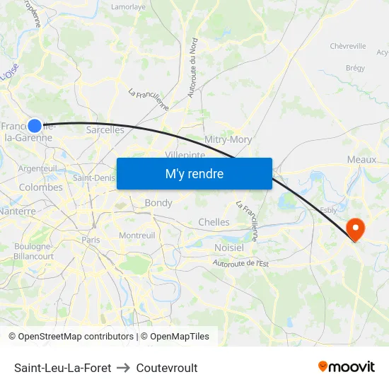 Saint-Leu-La-Foret to Coutevroult map