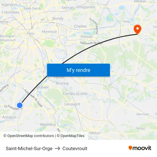 Saint-Michel-Sur-Orge to Coutevroult map