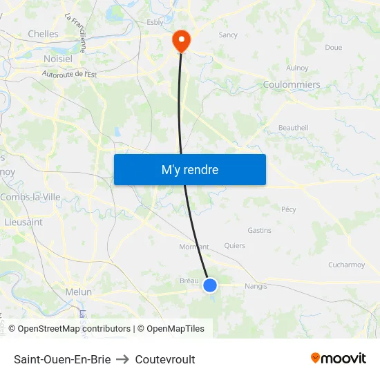 Saint-Ouen-En-Brie to Coutevroult map