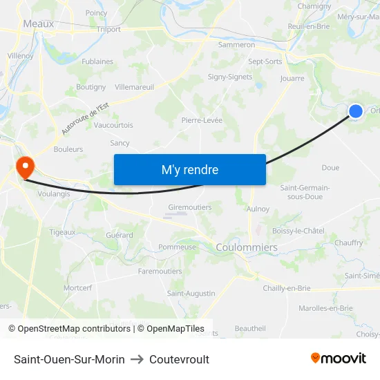 Saint-Ouen-Sur-Morin to Coutevroult map
