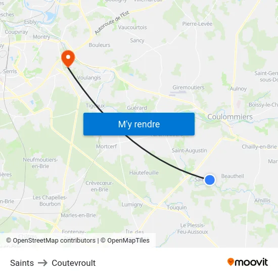 Saints to Coutevroult map