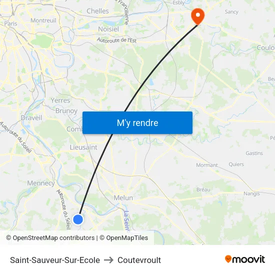 Saint-Sauveur-Sur-Ecole to Coutevroult map