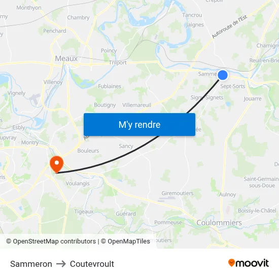 Sammeron to Coutevroult map