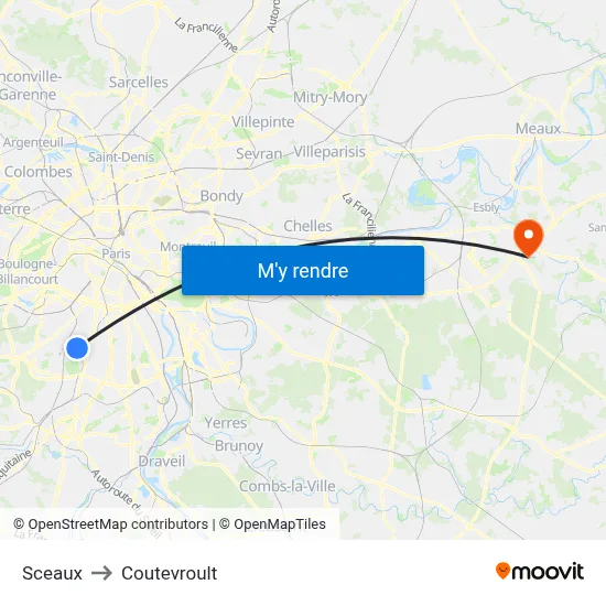 Sceaux to Coutevroult map