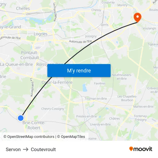 Servon to Coutevroult map
