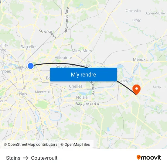 Stains to Coutevroult map