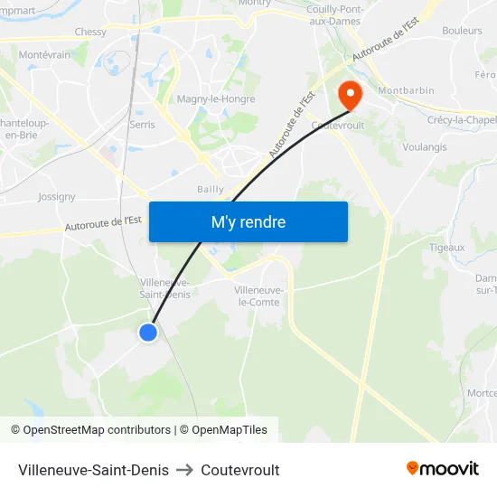 Villeneuve-Saint-Denis to Coutevroult map