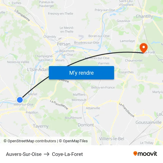 Auvers-Sur-Oise to Coye-La-Foret map