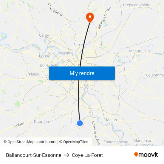 Ballancourt-Sur-Essonne to Coye-La-Foret map