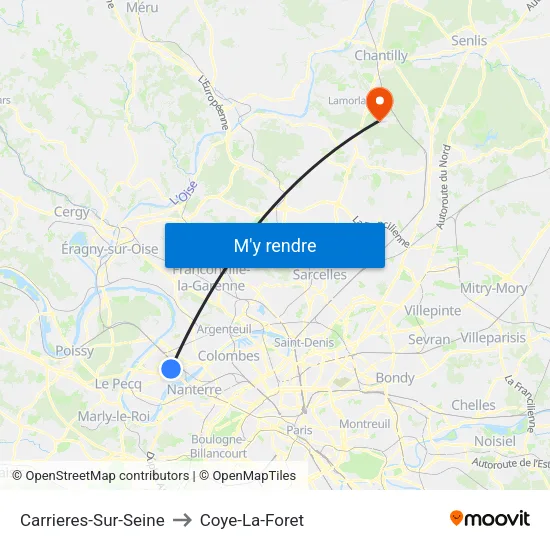 Carrieres-Sur-Seine to Coye-La-Foret map