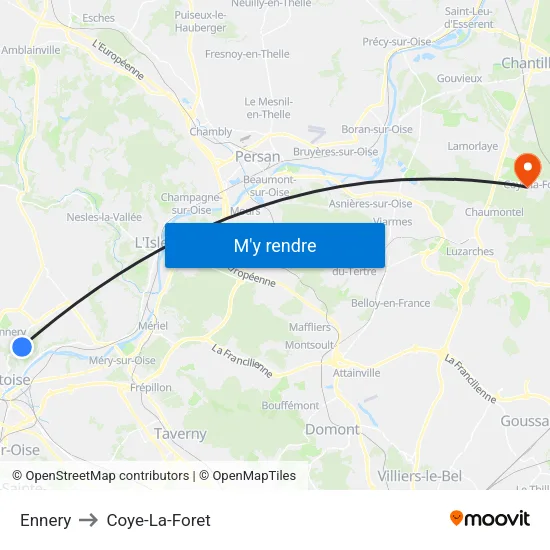 Ennery to Coye-La-Foret map