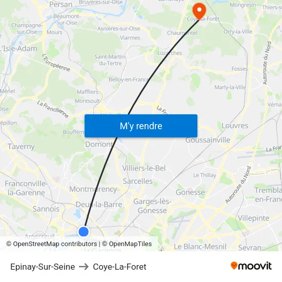 Epinay-Sur-Seine to Coye-La-Foret map