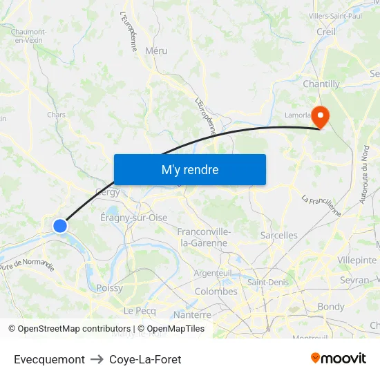 Evecquemont to Coye-La-Foret map