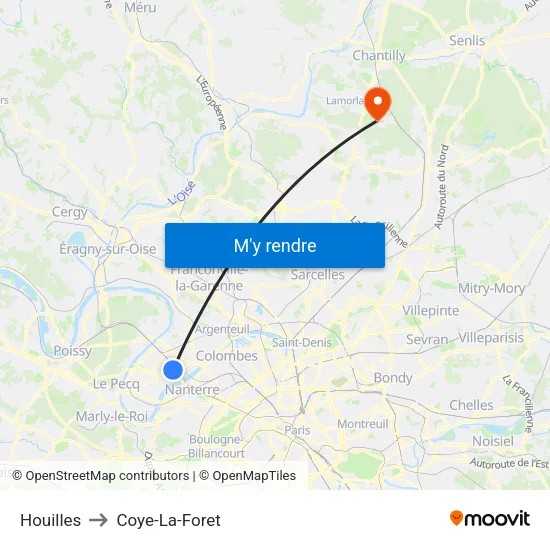 Houilles to Coye-La-Foret map