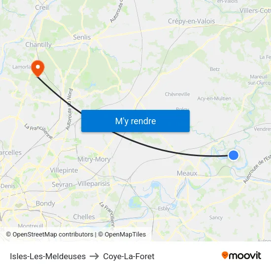 Isles-Les-Meldeuses to Coye-La-Foret map