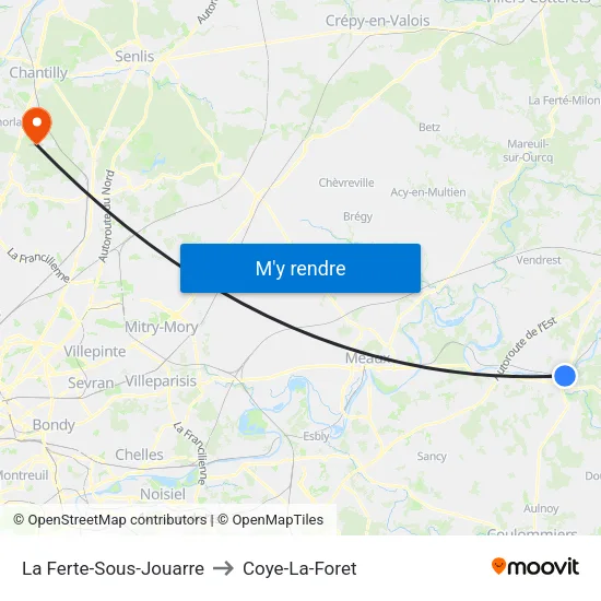 La Ferte-Sous-Jouarre to Coye-La-Foret map