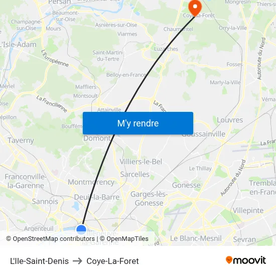 L'Ile-Saint-Denis to Coye-La-Foret map