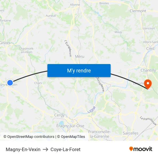 Magny-En-Vexin to Coye-La-Foret map