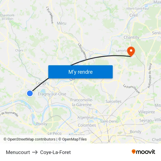 Menucourt to Coye-La-Foret map
