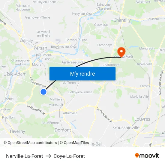Nerville-La-Foret to Coye-La-Foret map