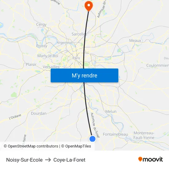 Noisy-Sur-Ecole to Coye-La-Foret map