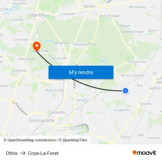 Othis to Coye-La-Foret map