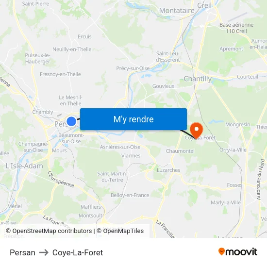 Persan to Coye-La-Foret map