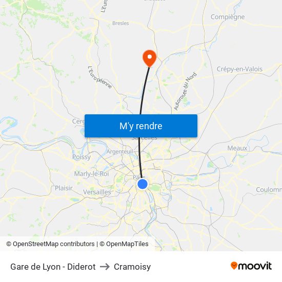 Gare de Lyon - Diderot to Cramoisy map